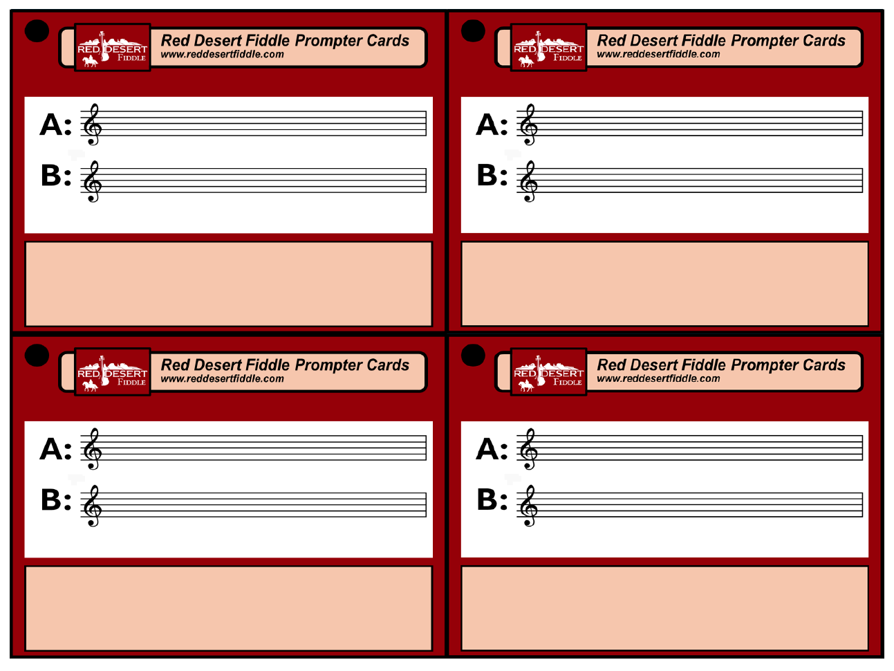 Prompters 4 to a page blank staff