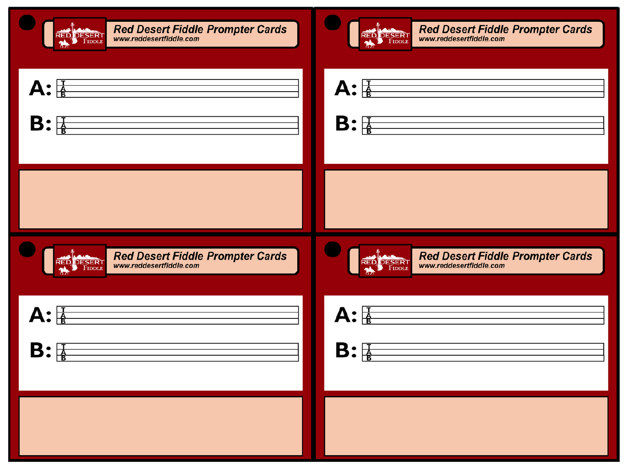 Prompters 4 to a page blank tab